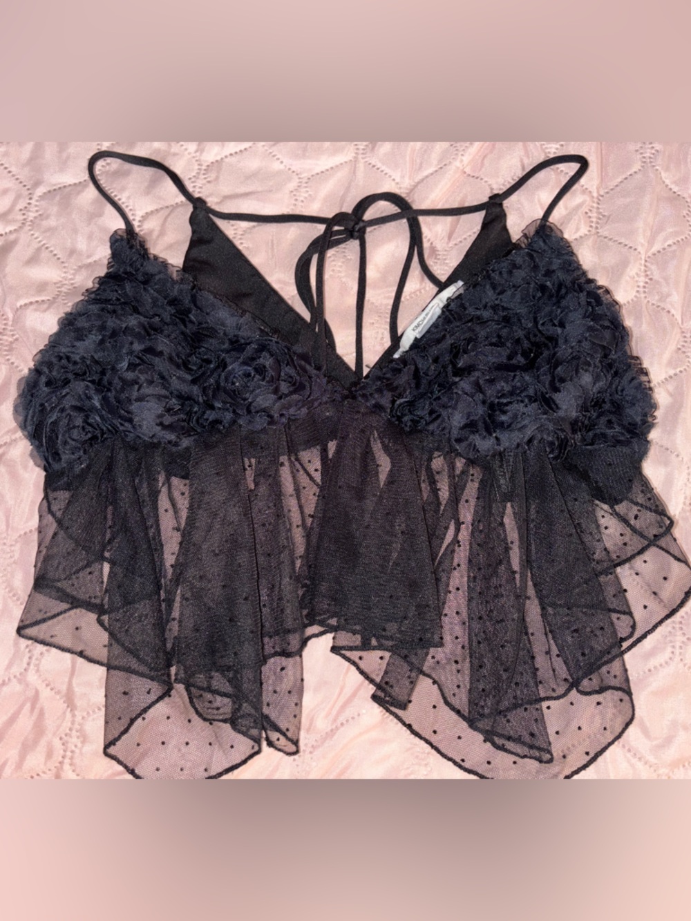 Kimchi Blue Black Floral Mesh Babydoll Bralette